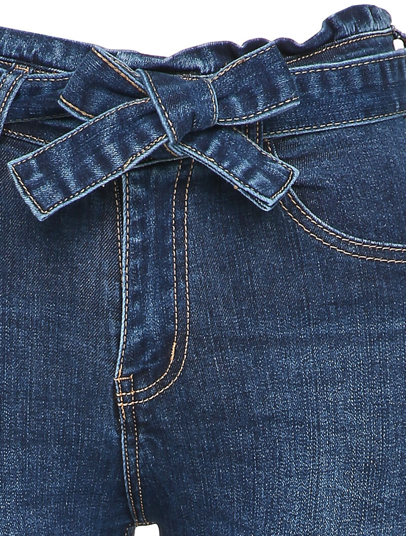 Jean skinny à taille standard ceinturée - Bleu denim - 3