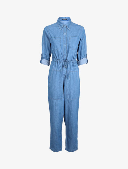 Combinaison en jean coupe droite - Bleu denim - 4
