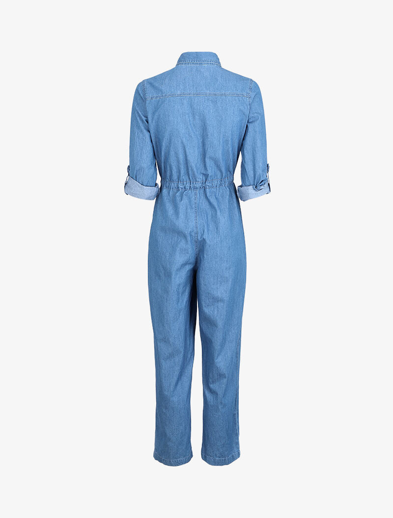 Combinaison en jean coupe droite - Bleu denim - 2