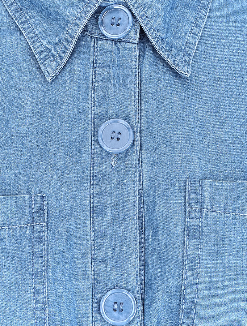 Combinaison en jean coupe droite - Bleu denim - 3