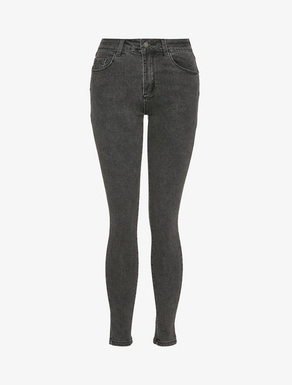 Jean skinny à taille standard - Gris foncé - 1