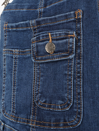 Salopette en jean coupe skinny - Bleu - 3