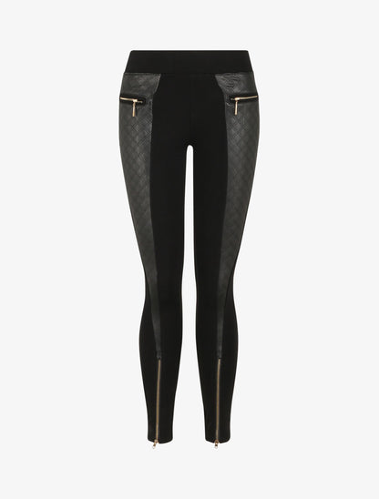 Legging bimatière ultra skinny zippé - Noir - 4