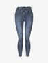 Jean skinny à ceinture à nouer - Bleu denim - 4