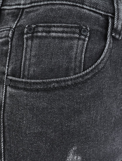 Jean mom à détail griffures - Gris foncé - 4