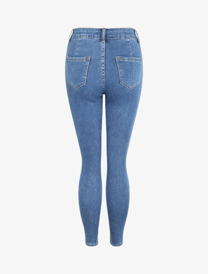 Jean skinny à taille haute - Bleu denim - 2