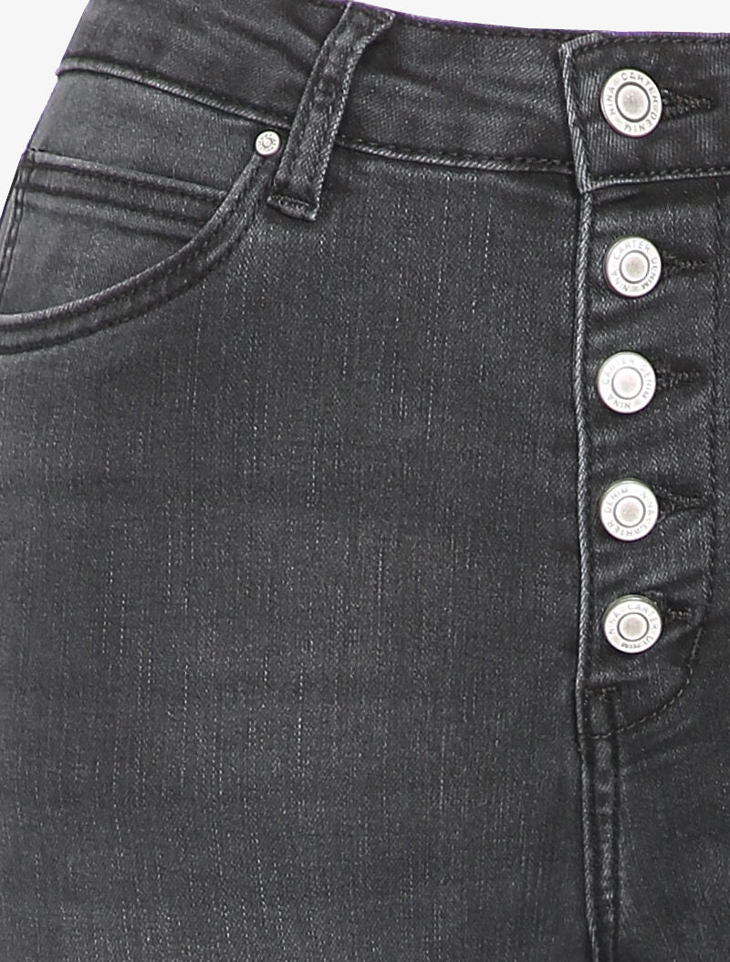 Jean délavé à boutonnière - Gris foncé - 3