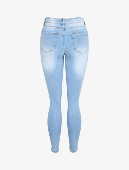Jean slim push up délavé - Bleu clair - 2