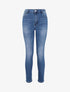 Jean skinny grande taille délavé et griffé - Bleu - 1