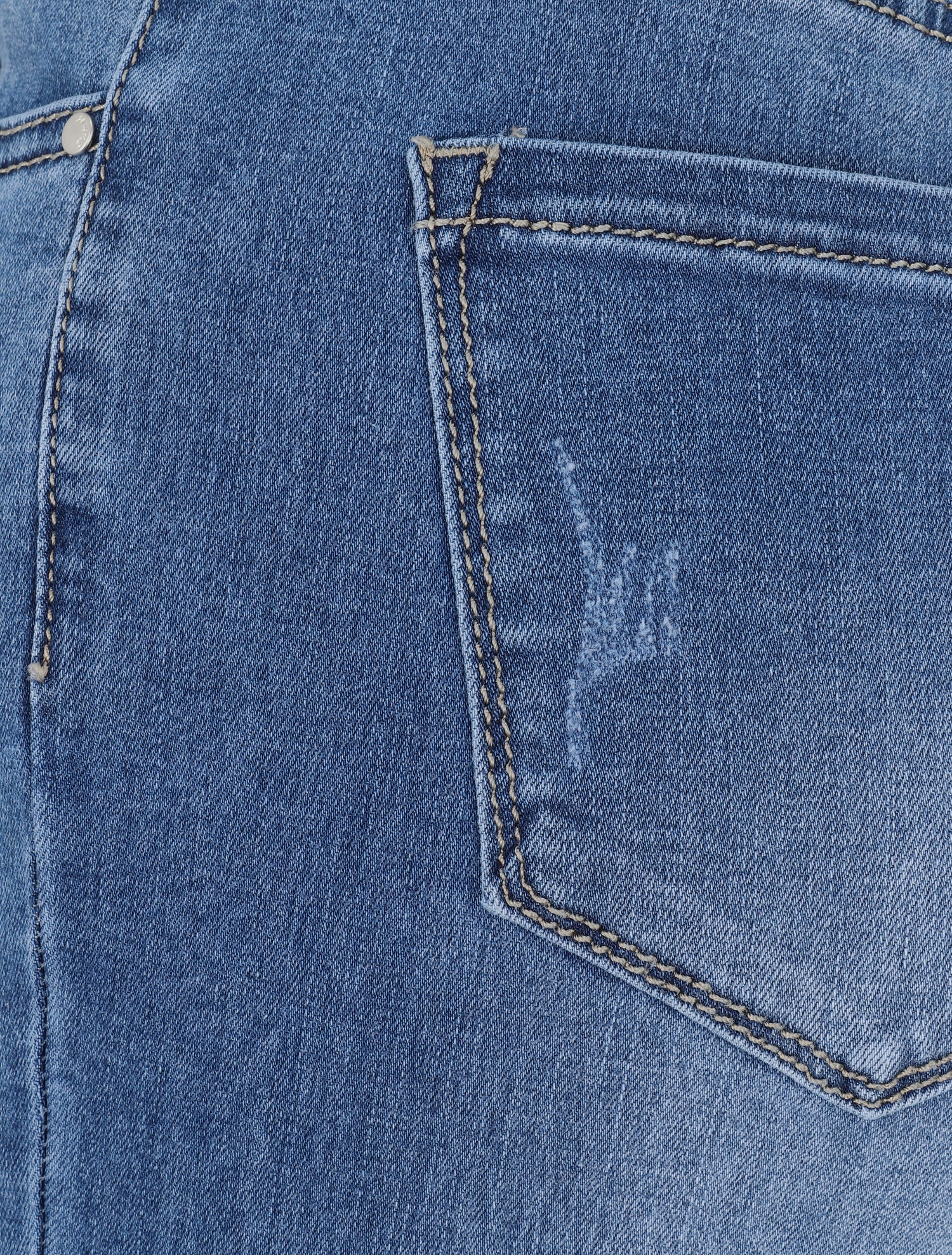 Jean skinny grande taille délavé et griffé - Bleu - 3