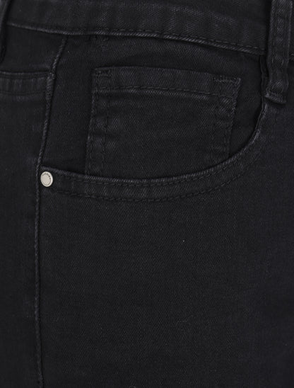 Jean skinny grande taille uni à taille haute - Noir - 3