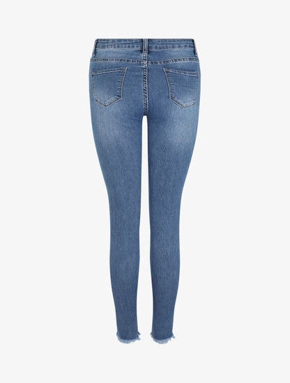 Jean skinny à bords griffés - Bleu - 2