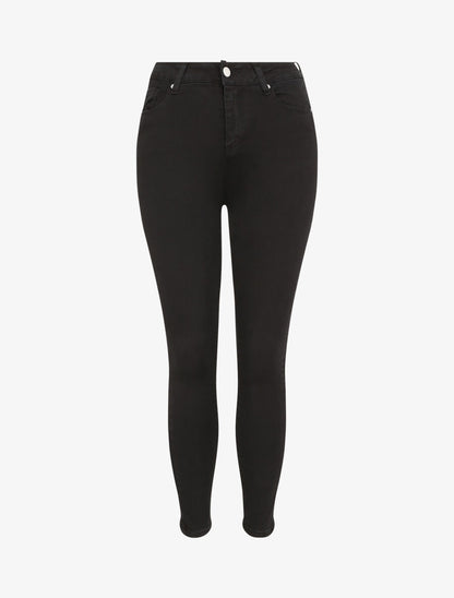 Jean skinny push up à coutures apparentes - Noir - 1