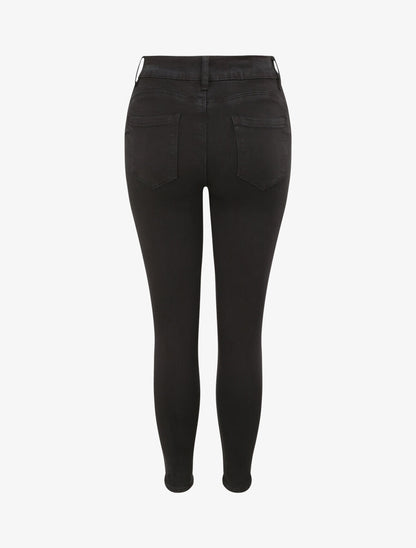 Jean skinny push up à coutures apparentes - Noir - 2