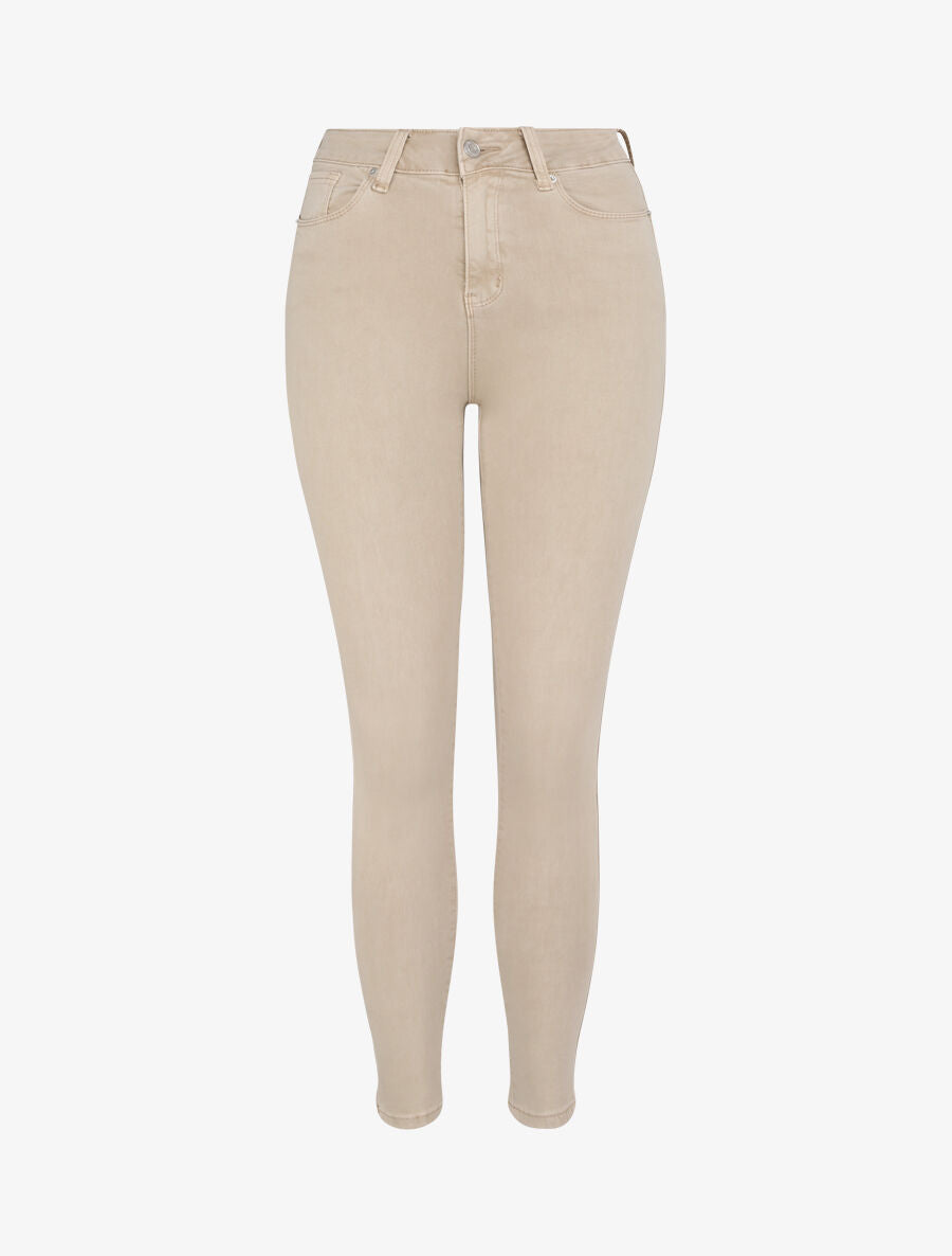 Jean skinny push up à coutures apparentes - Taupe - 1