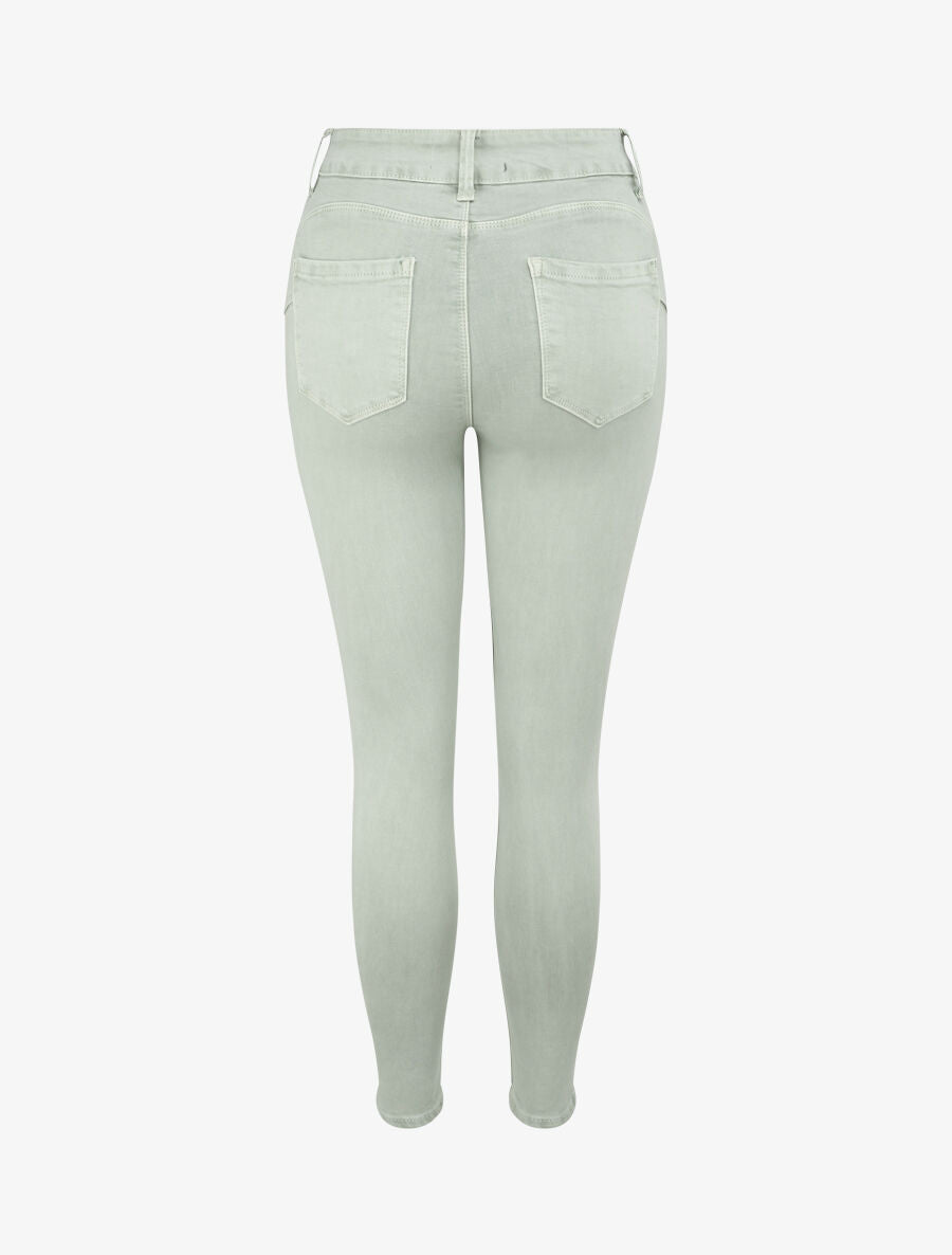 Jean skinny push up à coutures apparentes - Vert d&