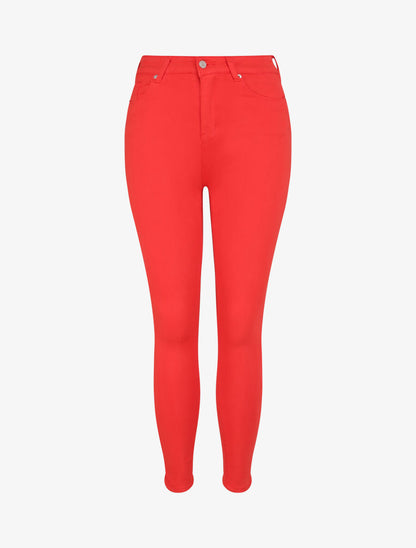 Jean skinny push up à coutures apparentes - Rouge - 1