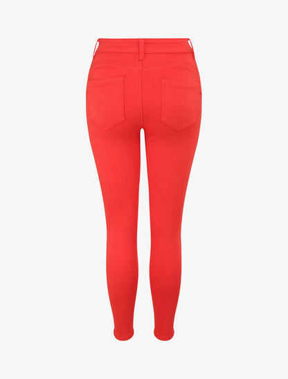 Jean skinny push up à coutures apparentes - Rouge - 2