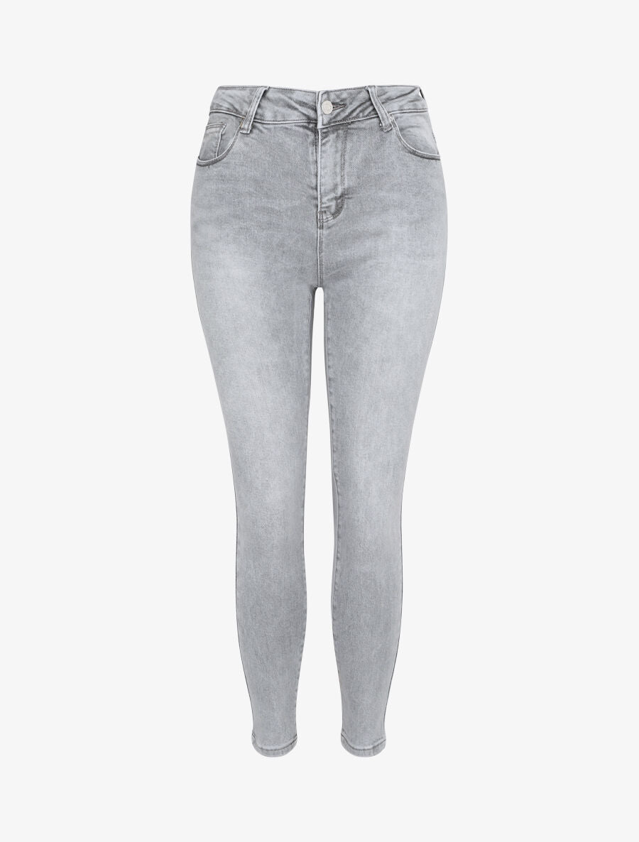 Jean skinny effet blanchi - Gris clair - 4