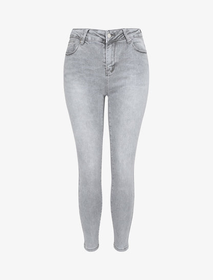 Jean skinny effet blanchi - Gris clair - 4