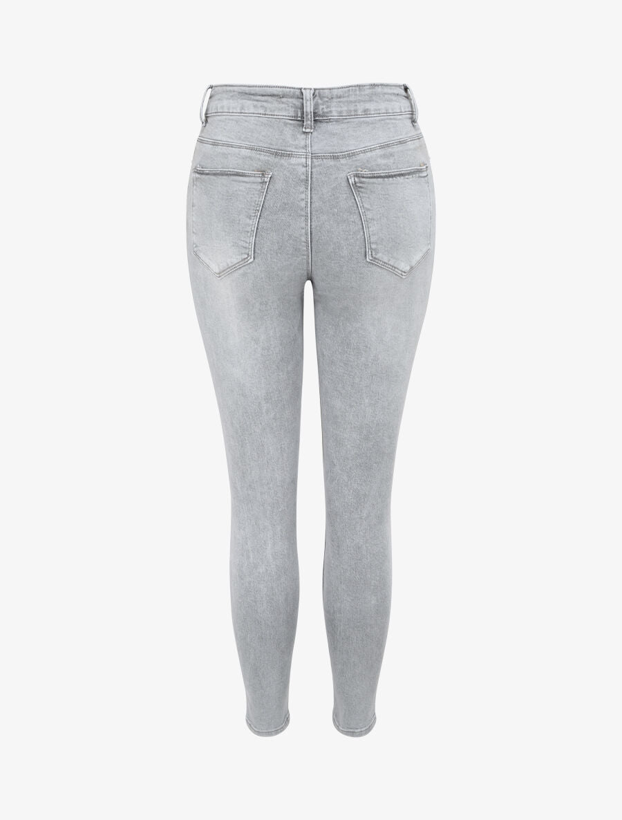 Jean skinny effet blanchi - Gris clair - 2