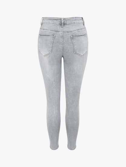 Jean skinny effet blanchi - Gris clair - 2