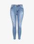 Jean push up skinny délavé et éraflé - Bleu denim - 1