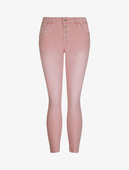 Jean slim effet froissé - Rose - 1