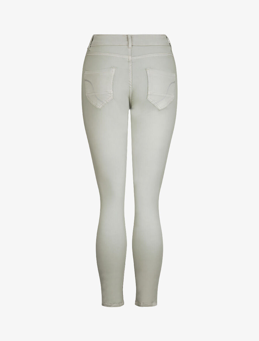 Jean réversible slim taille haute effet froissé imprimé fleuri - Kaki - 2