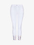 Jean 7/8 à bords coupe franche et ornés de broderies - Blanc - 1