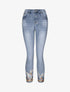 Pantacourt slim à revers orné de broderies et de sequins - Bleu clair - 4