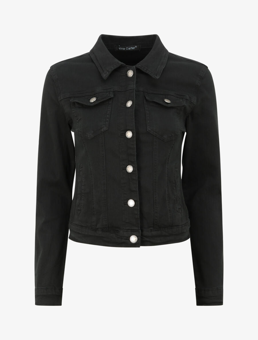 Veste courte en jean - Noir - 2