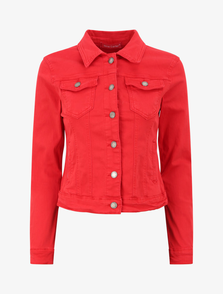 Veste courte en jean - Rouge - 2