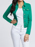Veste courte en jean - Vert - 1