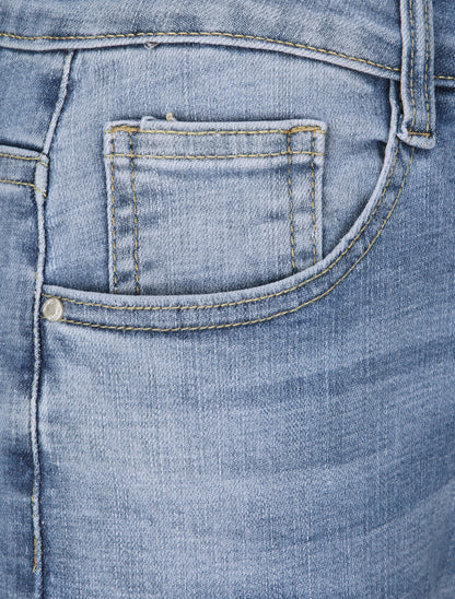 Jean boyfriend à taille haute et délavé - Bleu clair - 3