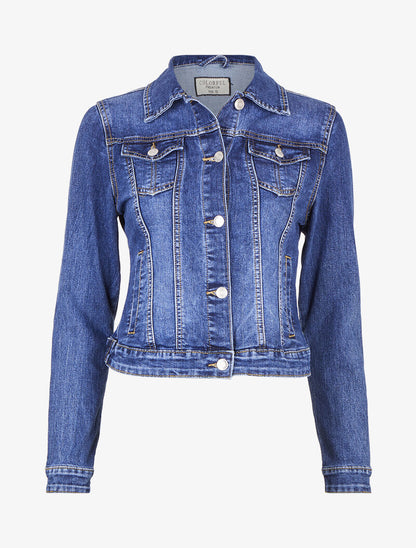 Veste en jean légèrement délavée - Bleu denim - 1