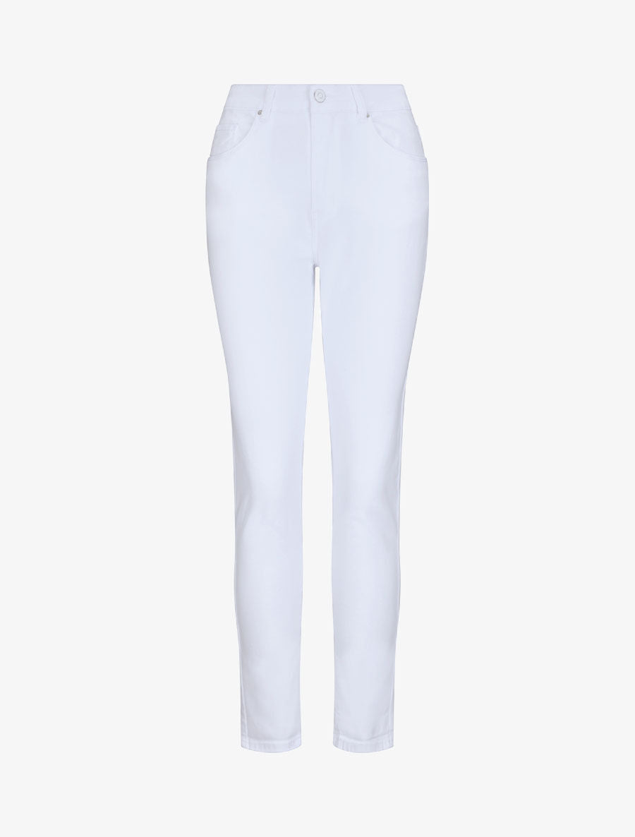 Jean grande taille slim uni à taille haute - Blanc - 4