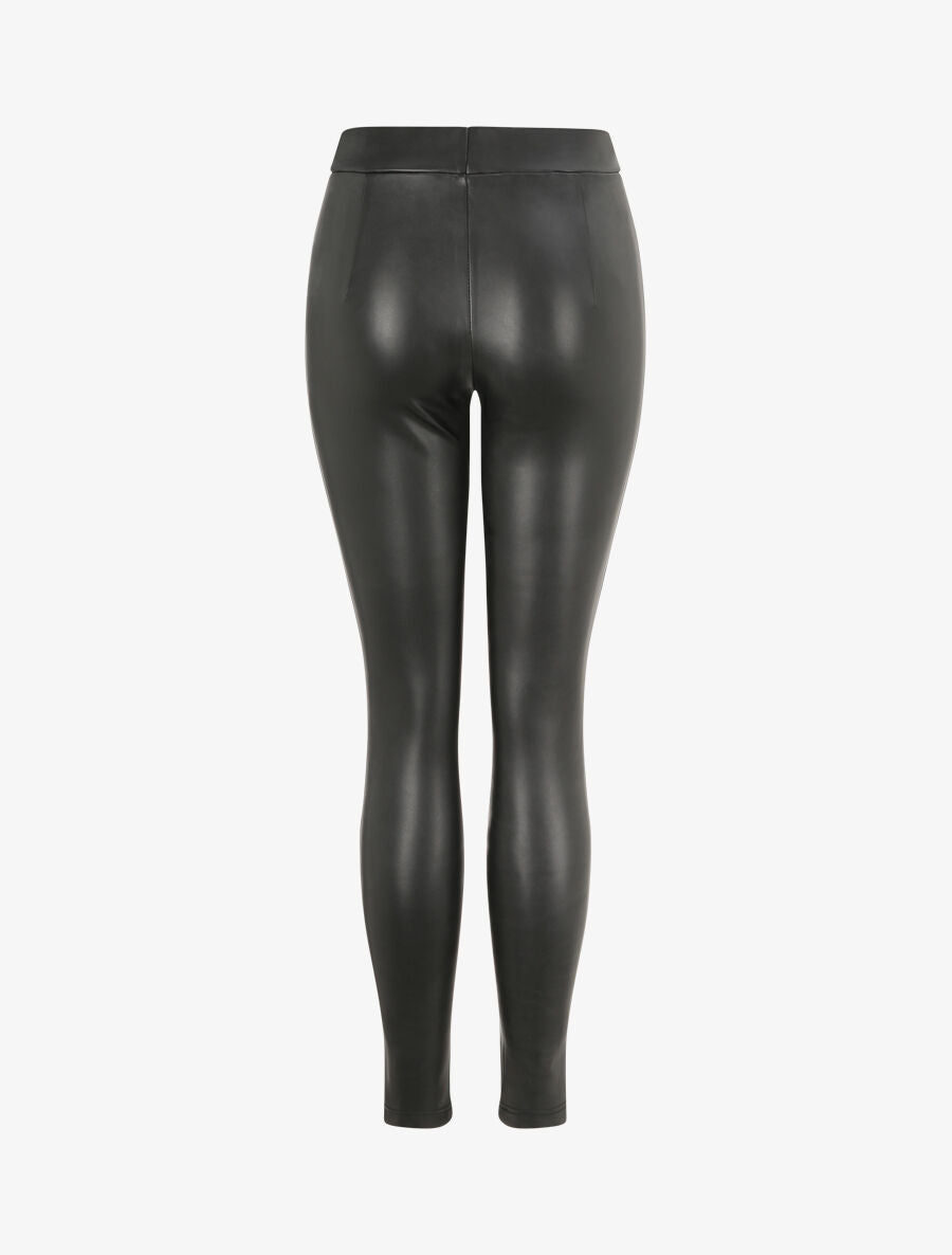 Legging grande taille stretch en simili - Noir - 2