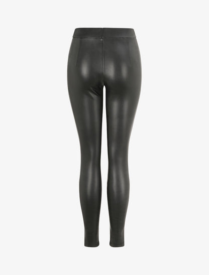 Legging grande taille stretch en simili - Noir - 2