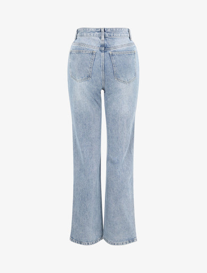 Jean ample à bords fendu - Bleu denim - 2