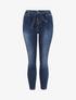 Jean slim 7/8 délavé à taille haute pincée - Bleu foncé - 4