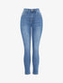 Jean slim à taille haute délavé - Bleu clair - 1
