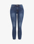Jean skinny taille haute délavé et griffé - Bleu foncé - 1