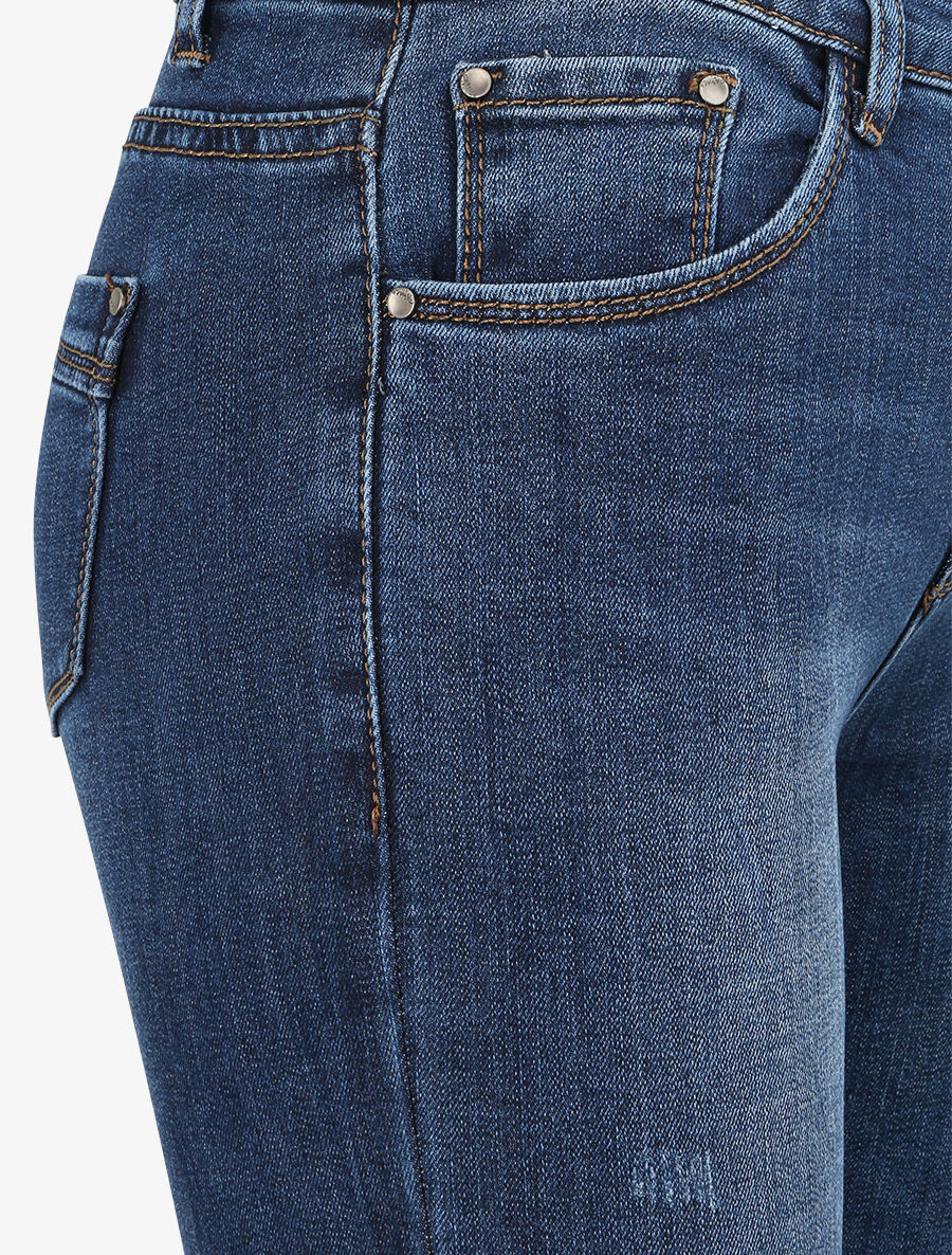 Jean skinny taille haute et délavé - Bleu - 3