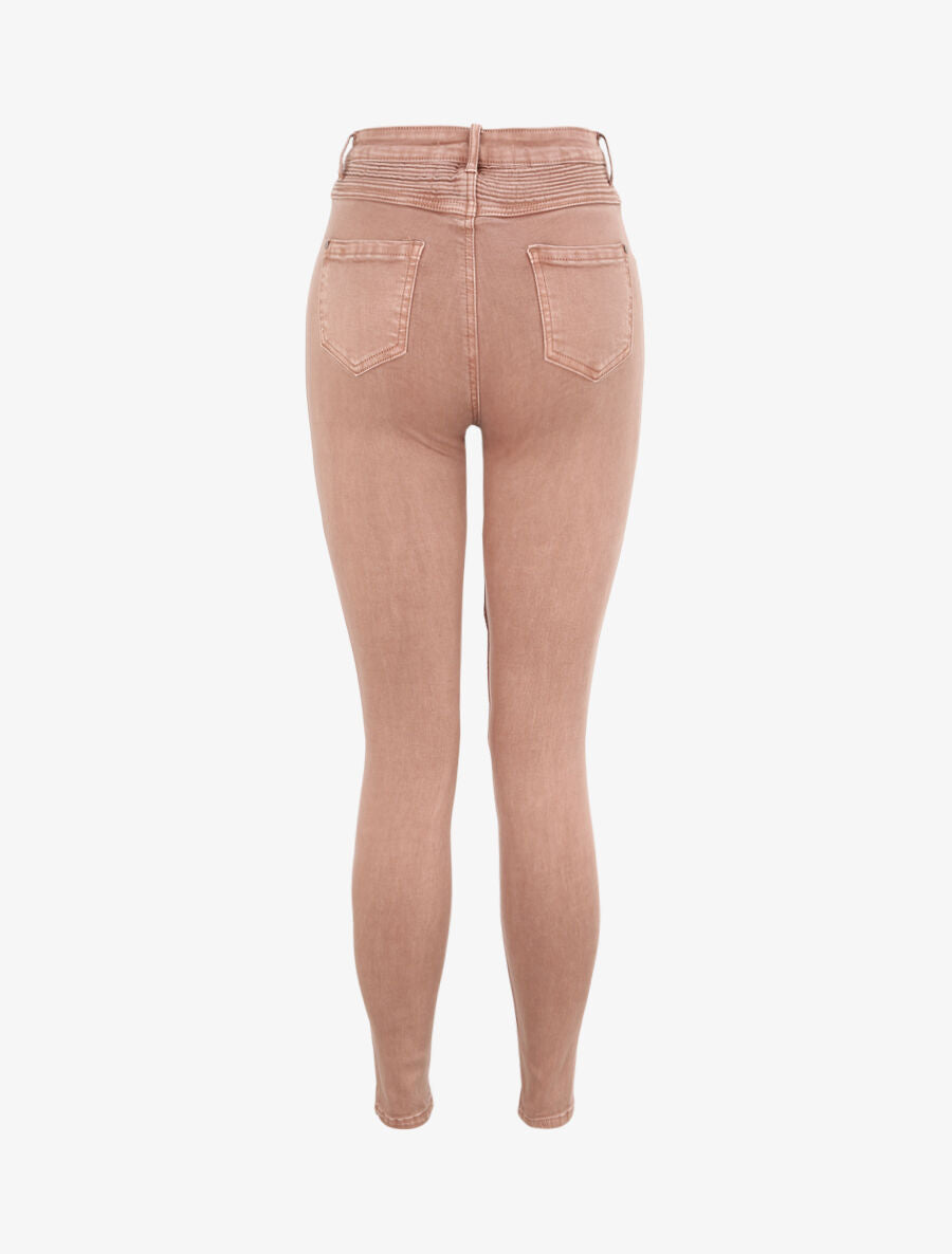 Jean biker skinny à taille haute - Vieux rose - 2