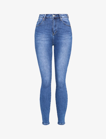 Jean skinny taille haute légèrement délavé - Bleu clair - 1