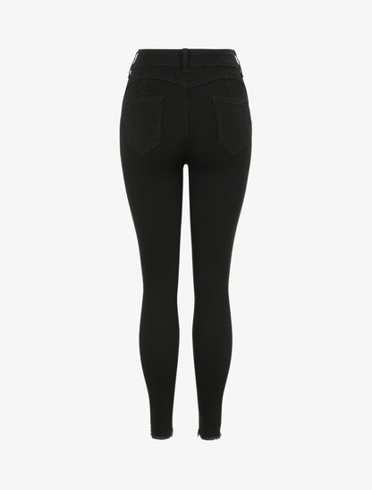 Jean skinny push up bords coupe franche - Noir - 4