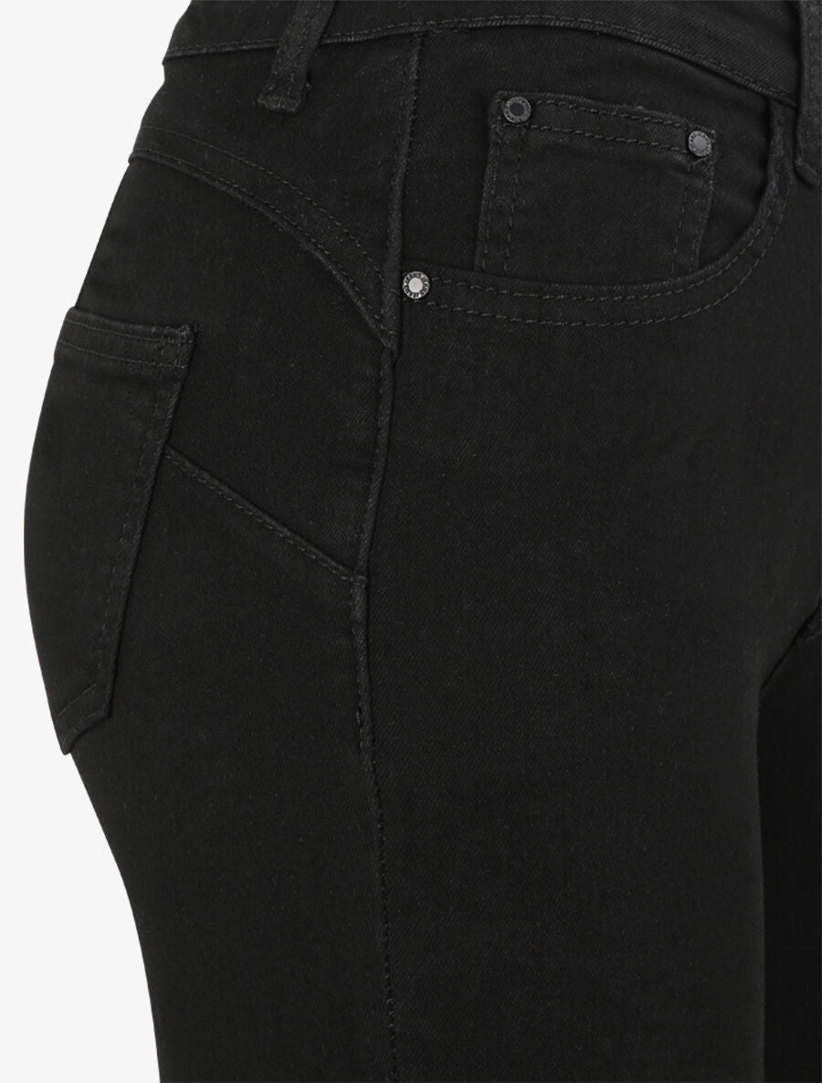 Jean skinny push up bords coupe franche - Noir - 5