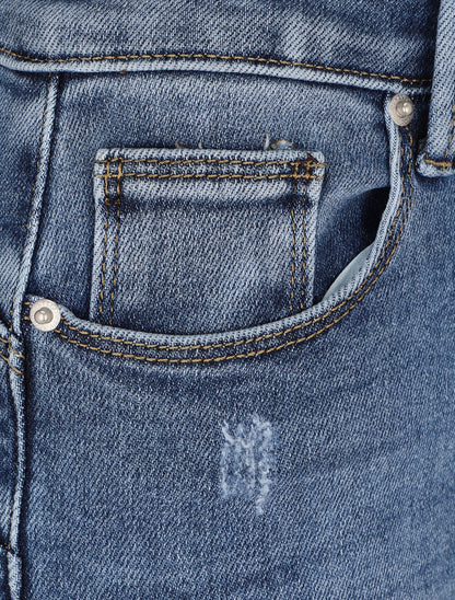 Jean skinny push up à éraflures - Bleu - 3