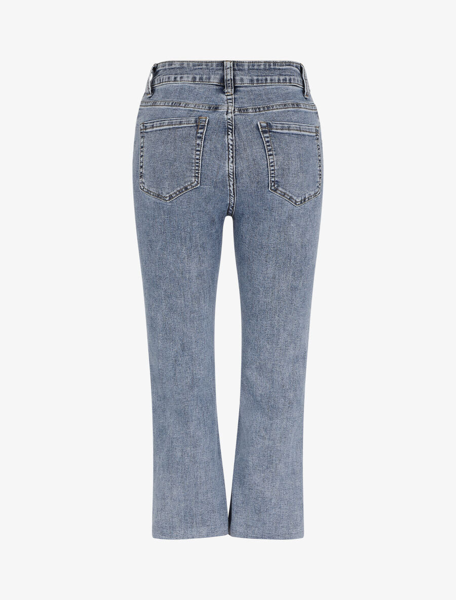 Jean flare 7/8 à taille haute et bords efficochés - Bleu clair - 2